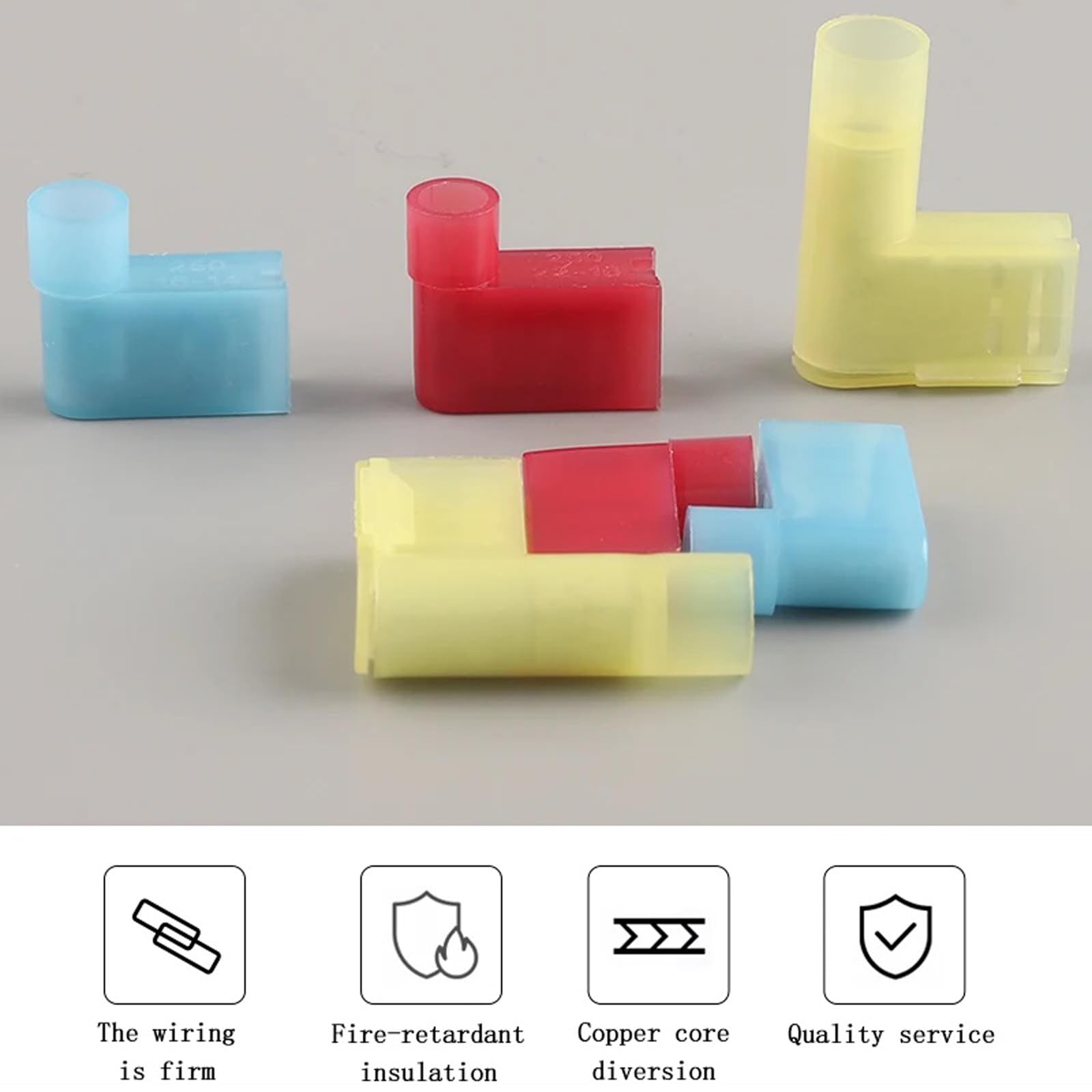 100Pcs 3-Values Right Angle Spade Connector 22-18/16-14/12-10AWG